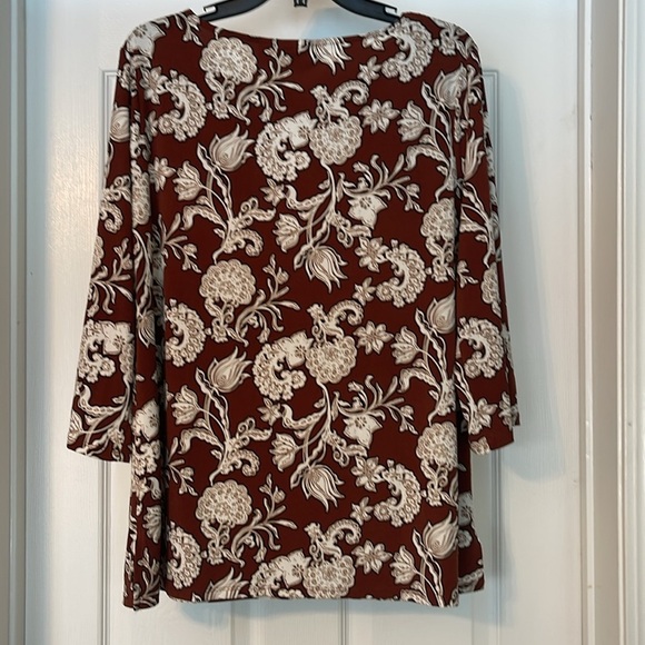 Chico’s brown, tan and white floral tunic - Size L - Chico’s Size 2 - Picture 2 of 6
